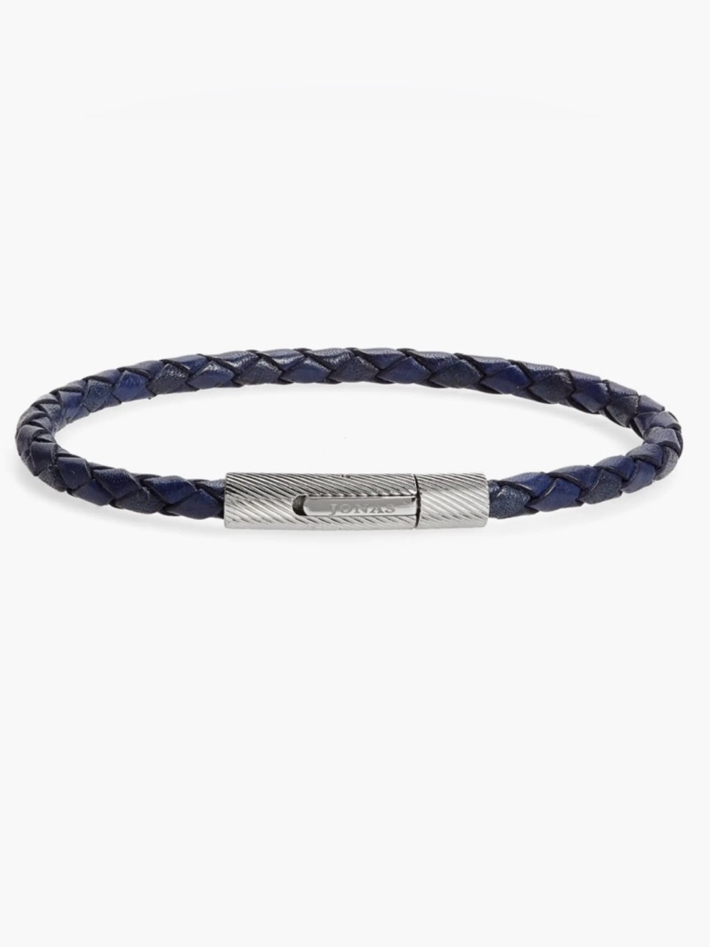 Jonas Studio Men's Single Braided Leather Bracelet in Blue